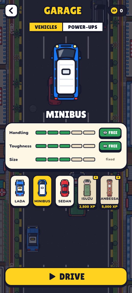 The garage, with five vehicles to drive and upgrade